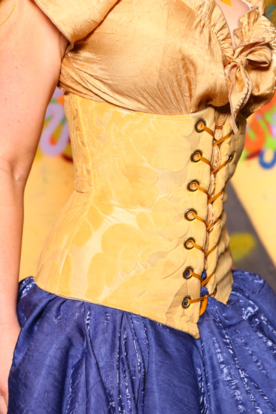 39-Wench Corset in Sponge Bob Floral Velvet  -The Barnacle Blues Collection