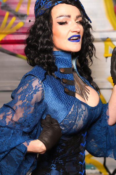 27. Sgt. Pepper Vest in Blue Basket Weave - The Dark Waters Collection