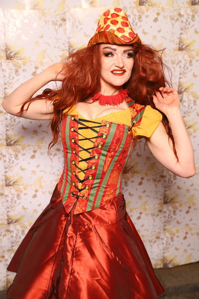 19. Elizabethan Corset in Villa Garden Stripe - The Marinara Maidens Collection