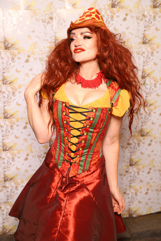 19. Elizabethan Corset in Villa Garden Stripe - The Marinara Maidens Collection