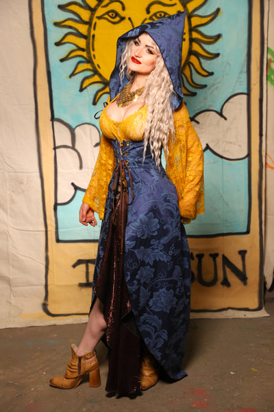 Hooded Birch Vixen in Blue Floral - The Solar Flair Collection