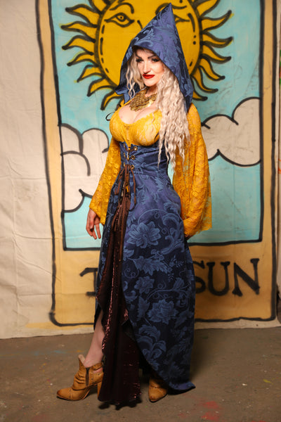 Hooded Birch Vixen in Blue Floral - The Solar Flair Collection