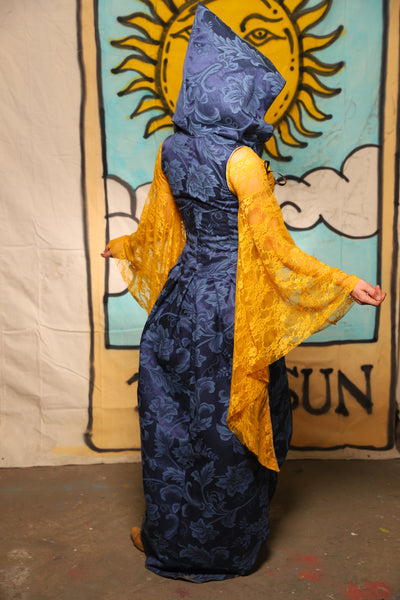 Hooded Birch Vixen in Blue Floral - The Solar Flair Collection