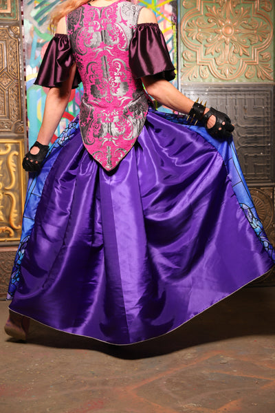 13. Tulip Skirt in Stained-glass  Butterfly w/ Purple Back - The Sacred Metamorphosis Collection