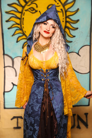 Hooded Birch Vixen in Blue Floral - The Solar Flair Collection