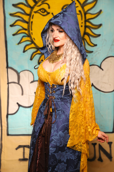Hooded Birch Vixen in Blue Floral - The Solar Flair Collection