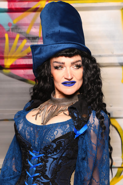 Regency Top Hat in Royal Blue Velvet - The Dark Waters Collection