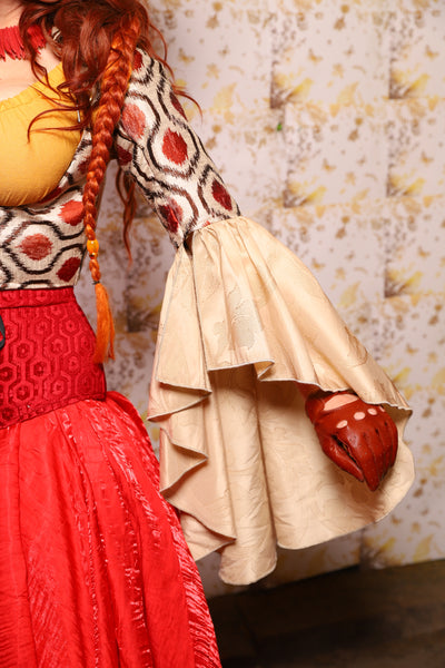 16. Detachable Flounce Sleeves in Pomodoro Ikat - The Marinara Maidens Collection