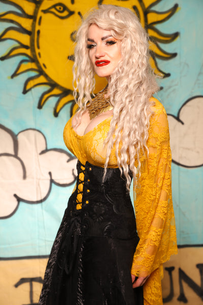 Petite Wench Corset in Black Medallion - The Solar Flair Collection