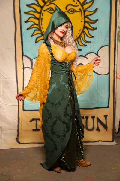 Hooded Birch Vixen in Kale Medallion - The Solar Flair Collection