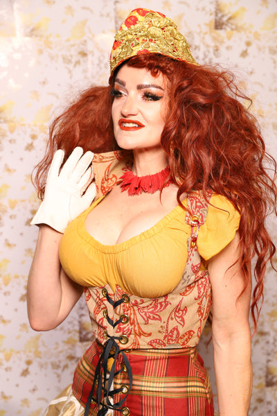 13. Cropped Vixen Underbust in Spice Paisley - The Marinara Maidens Collection