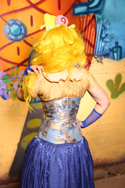 35-Wench Corset in Barnacle Blue  -The Barnacle Blues Collection