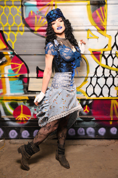 03. Mini Bustle Skirt in Water Willow Reed - The Dark Waters Collection