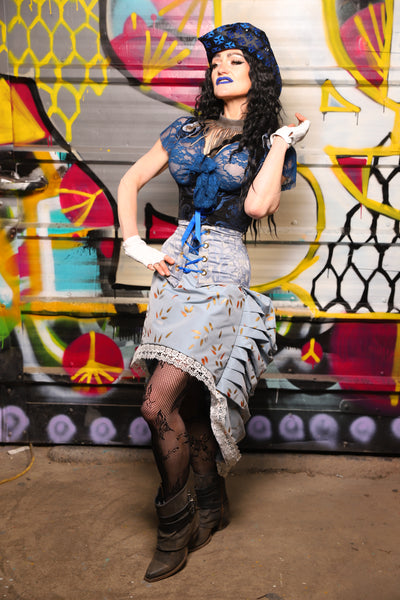 03. Mini Bustle Skirt in Water Willow Reed - The Dark Waters Collection