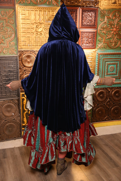 Crescent Cloak w/Fur Lined Hood in Blue Velvet- Day 10 "12 Days of Christmas" 2024