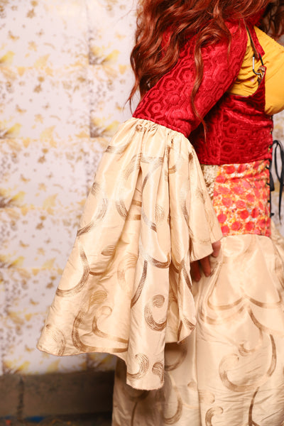 18. Detachable Flounce Sleeves in Tomato Honeycomb - The Marinara Maidens Collection