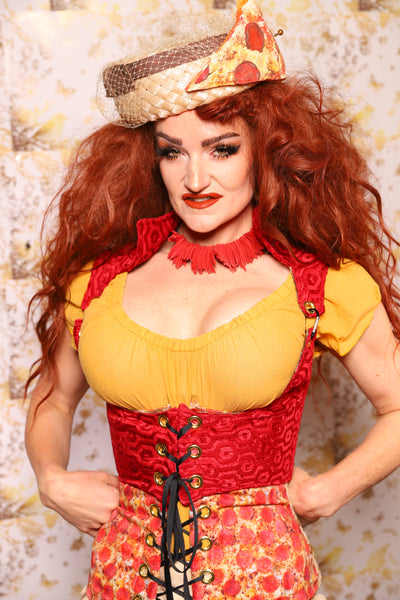 14. Cropped Vixen Underbust in Tomato Honeycomb - The Marinara Maidens Collection