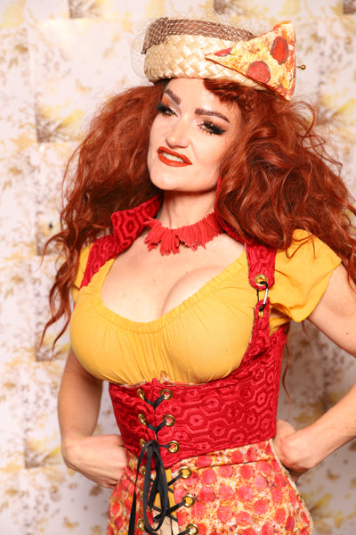 14. Cropped Vixen Underbust in Tomato Honeycomb - The Marinara Maidens Collection