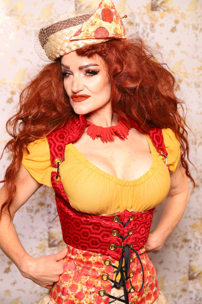 14. Cropped Vixen Underbust in Tomato Honeycomb - The Marinara Maidens Collection