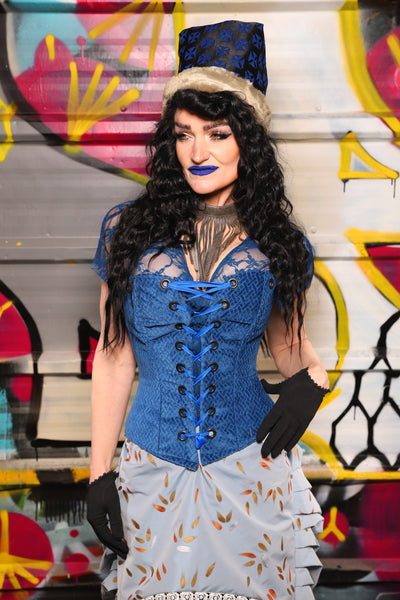 20. Petite Aurora Corset in Blue Basket Weave - The Dark Waters Collection