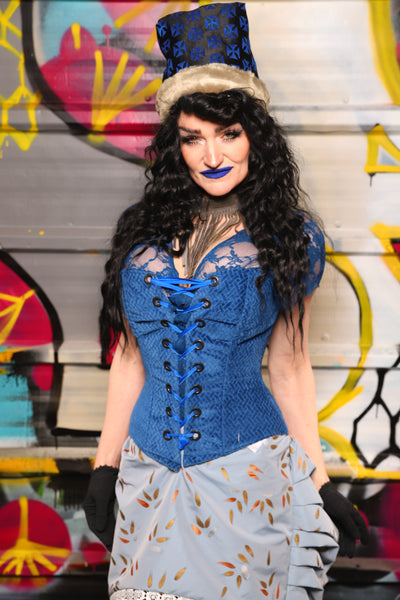 20. Petite Aurora Corset in Blue Basket Weave - The Dark Waters Collection