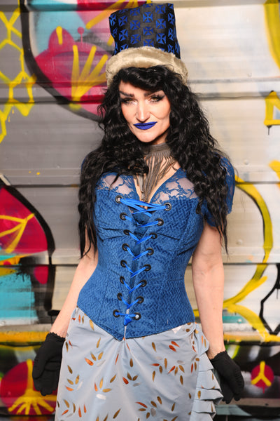 20. Petite Aurora Corset in Blue Basket Weave - The Dark Waters Collection