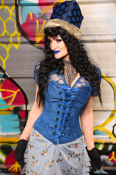 20. Petite Aurora Corset in Blue Basket Weave - The Dark Waters Collection