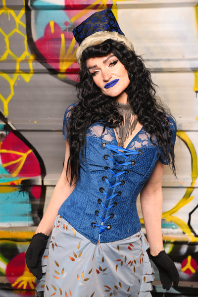 20. Petite Aurora Corset in Blue Basket Weave - The Dark Waters Collection