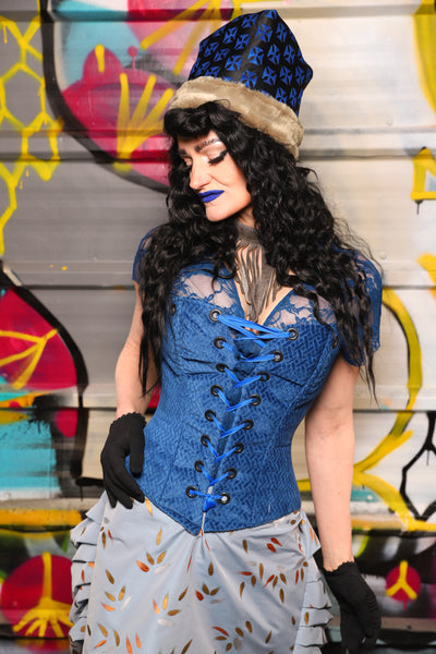 20. Petite Aurora Corset in Blue Basket Weave - The Dark Waters Collection