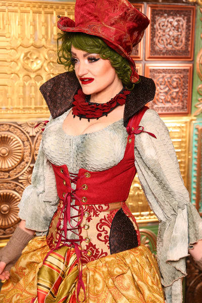 Cropped Vixen*TALL collar* Corset in Bold Red - Day 11  "12 Days of Christmas" 2024