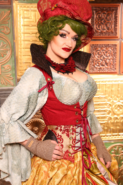 Cropped Vixen*TALL collar* Corset in Bold Red - Day 11  "12 Days of Christmas" 2024