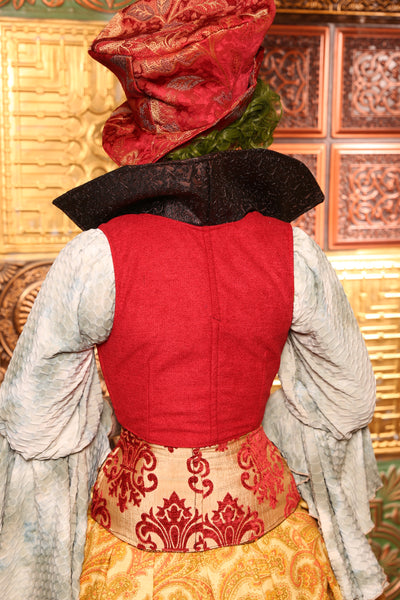 Cropped Vixen*TALL collar* Corset in Bold Red - Day 11  "12 Days of Christmas" 2024