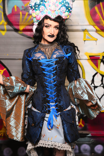 Petite Aurora in Black and Blue Medallion Full size pictured - The Dark Waters Collection