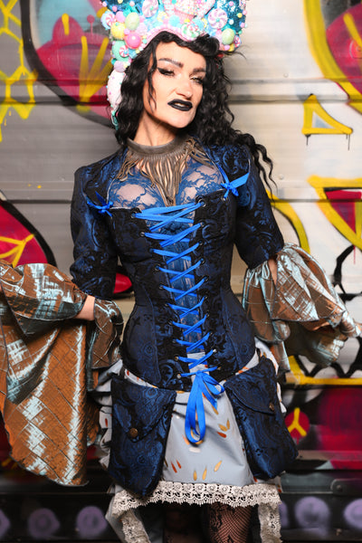 Petite Aurora in Black and Blue Medallion Full size pictured - The Dark Waters Collection
