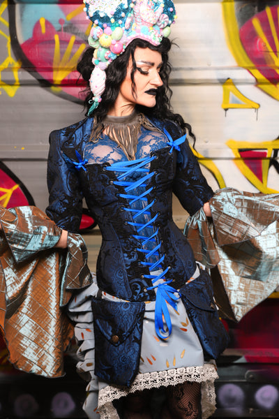 Petite Aurora in Black and Blue Medallion Full size pictured - The Dark Waters Collection