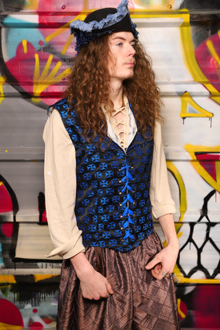 17. Men's Flynn Vest in Azure Heraldry - The Dark Waters Collection