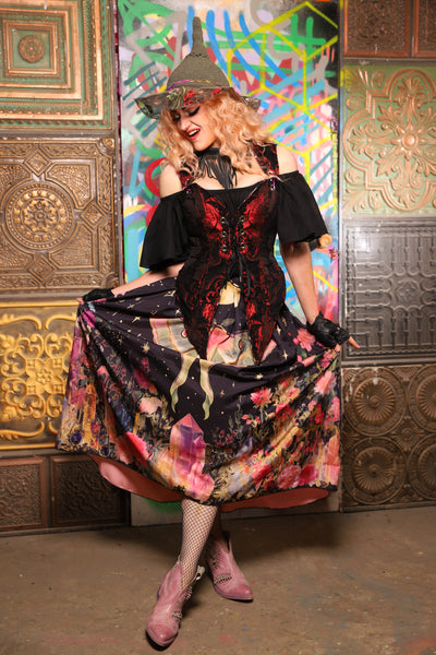 11. Tulip Skirt *39" length* in Pink Twilight Enchantment w/Pink Back - The Sacred Metamorphosis Collection