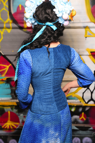 Petite Vixen in Blue Basket Weave w/Blue Rose applique - The Dark Waters Collection