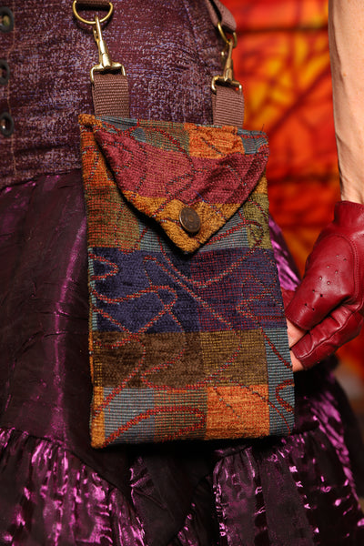 09. Cropped Underbust w/hardware & Winchester Detachable Collar in Plum & Gold Velvet *WITH* Minstrel Patchwork Pockets - The Fall Fabulosity! Collection
