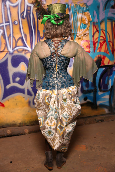 Set #14 "Peacock Parcel" Underbust Voyager Corset + Swoon Skirt - The Kit & Caboodle Collection