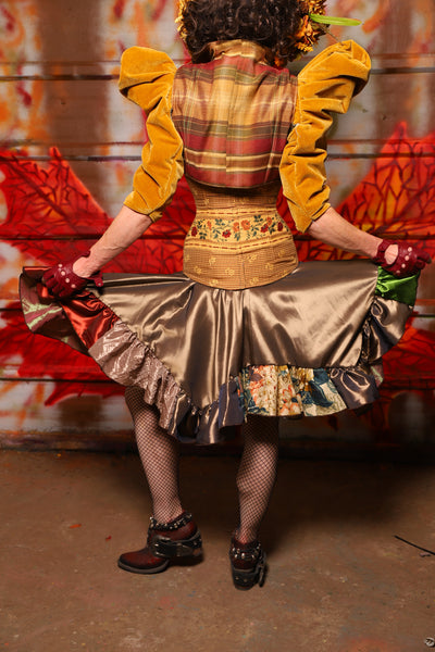 28. Mini Fairy Skirt with Patchwork Ruffles in Chestnut Taffeta - The Fall Fabulosity! Collection