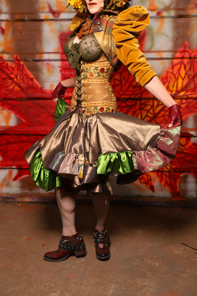 28. Mini Fairy Skirt with Patchwork Ruffles in Chestnut Taffeta - The Fall Fabulosity! Collection