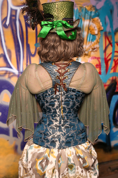 Set #14 "Peacock Parcel" Underbust Voyager Corset + Swoon Skirt - The Kit & Caboodle Collection
