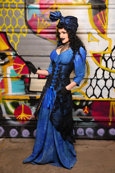 19. Peacock-Tailed Vixen in Black and Blue Medallion - The Dark Waters Collection