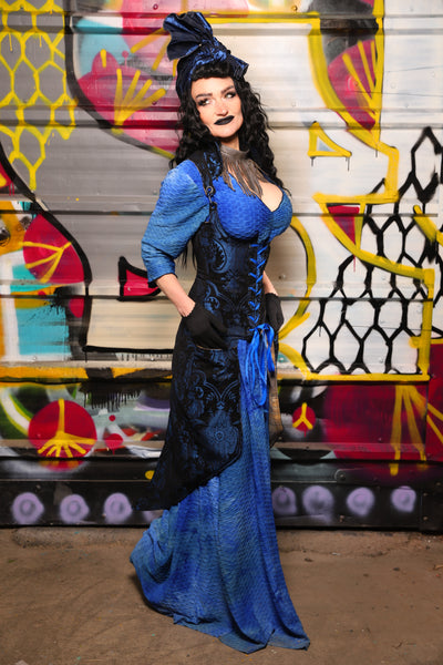 19. Peacock-Tailed Vixen in Black and Blue Medallion - The Dark Waters Collection