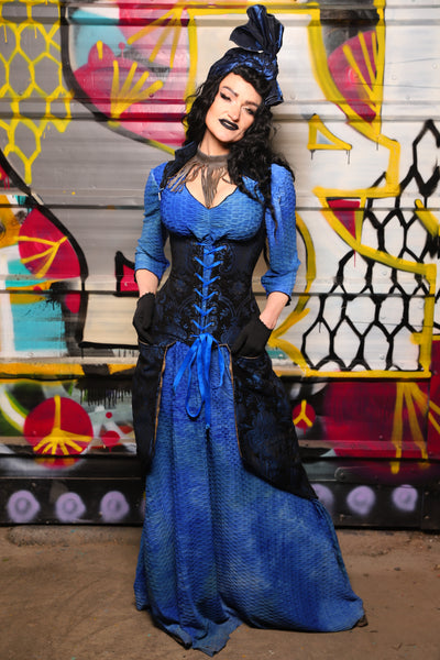 19. Peacock-Tailed Vixen in Black and Blue Medallion - The Dark Waters Collection