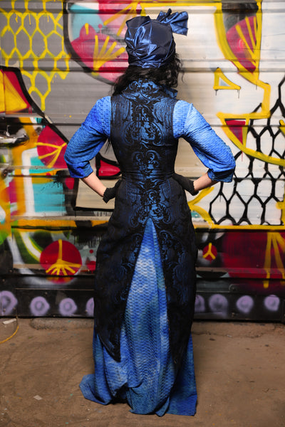 19. Peacock-Tailed Vixen in Black and Blue Medallion - The Dark Waters Collection