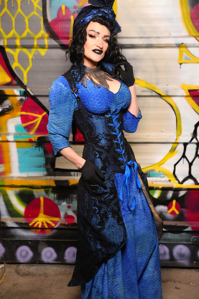 19. Peacock-Tailed Vixen in Black and Blue Medallion - The Dark Waters Collection