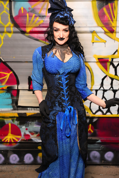 19. Peacock-Tailed Vixen in Black and Blue Medallion - The Dark Waters Collection