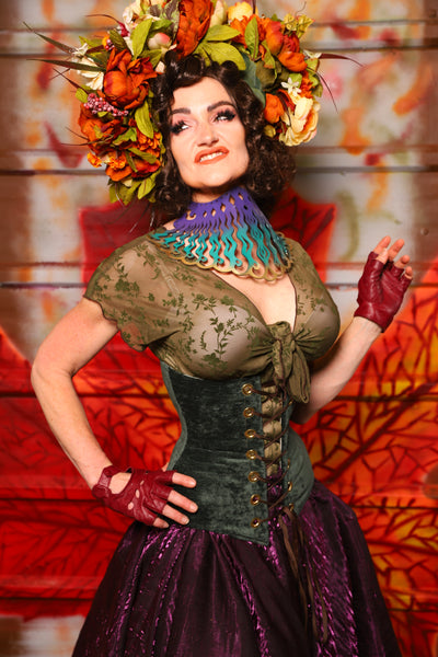 38. Wench Corset in Evergreen Velvet -  The Fall Fabulosity! Collection